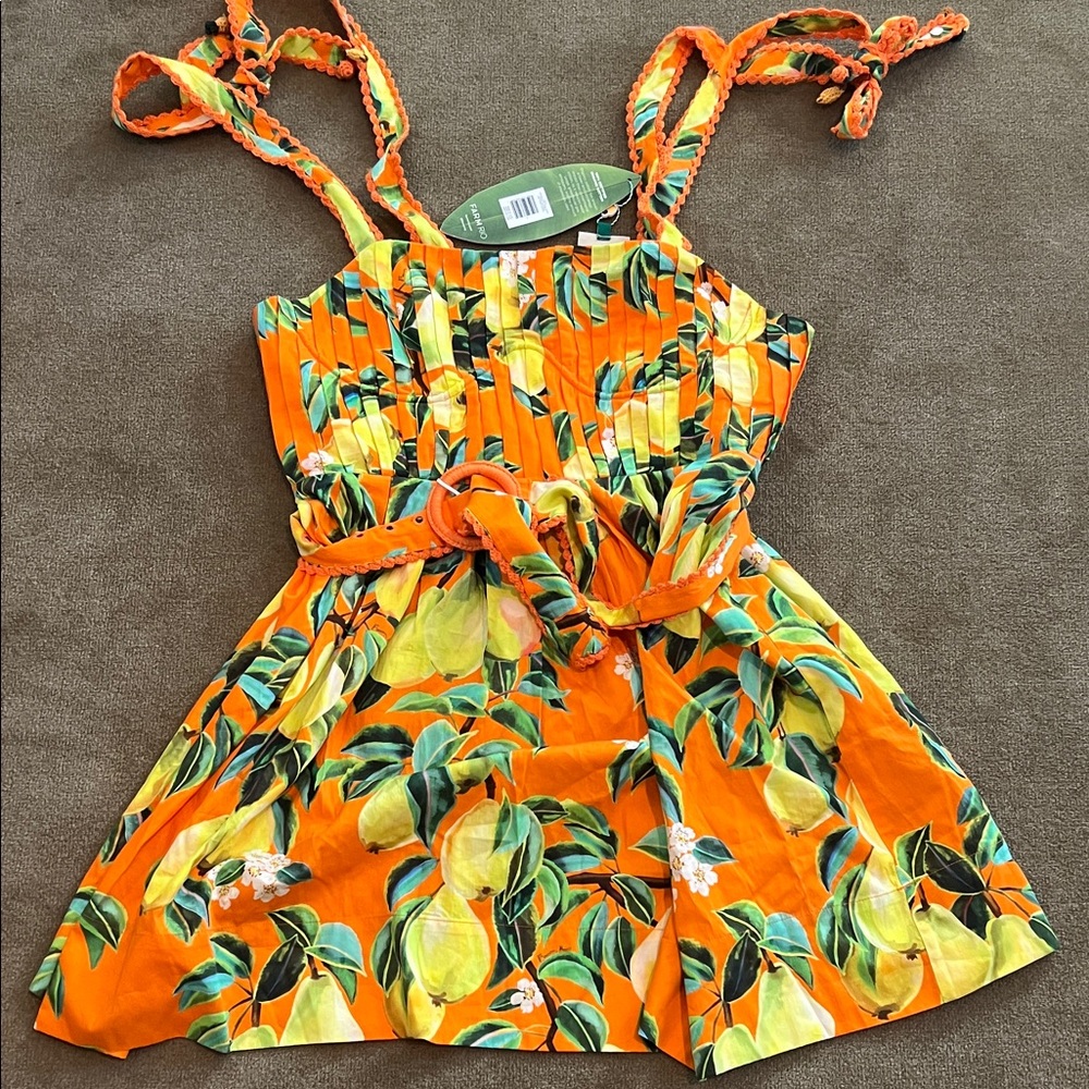 FARM Rio Orange Dress with Lemon Print